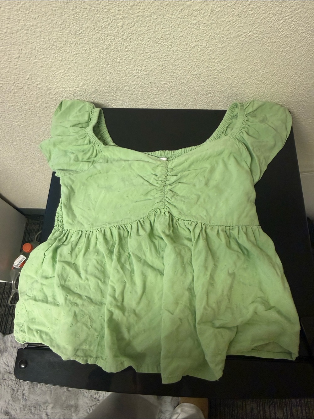 Kohl's Light Green Ruched Empire-Waist Crop Top